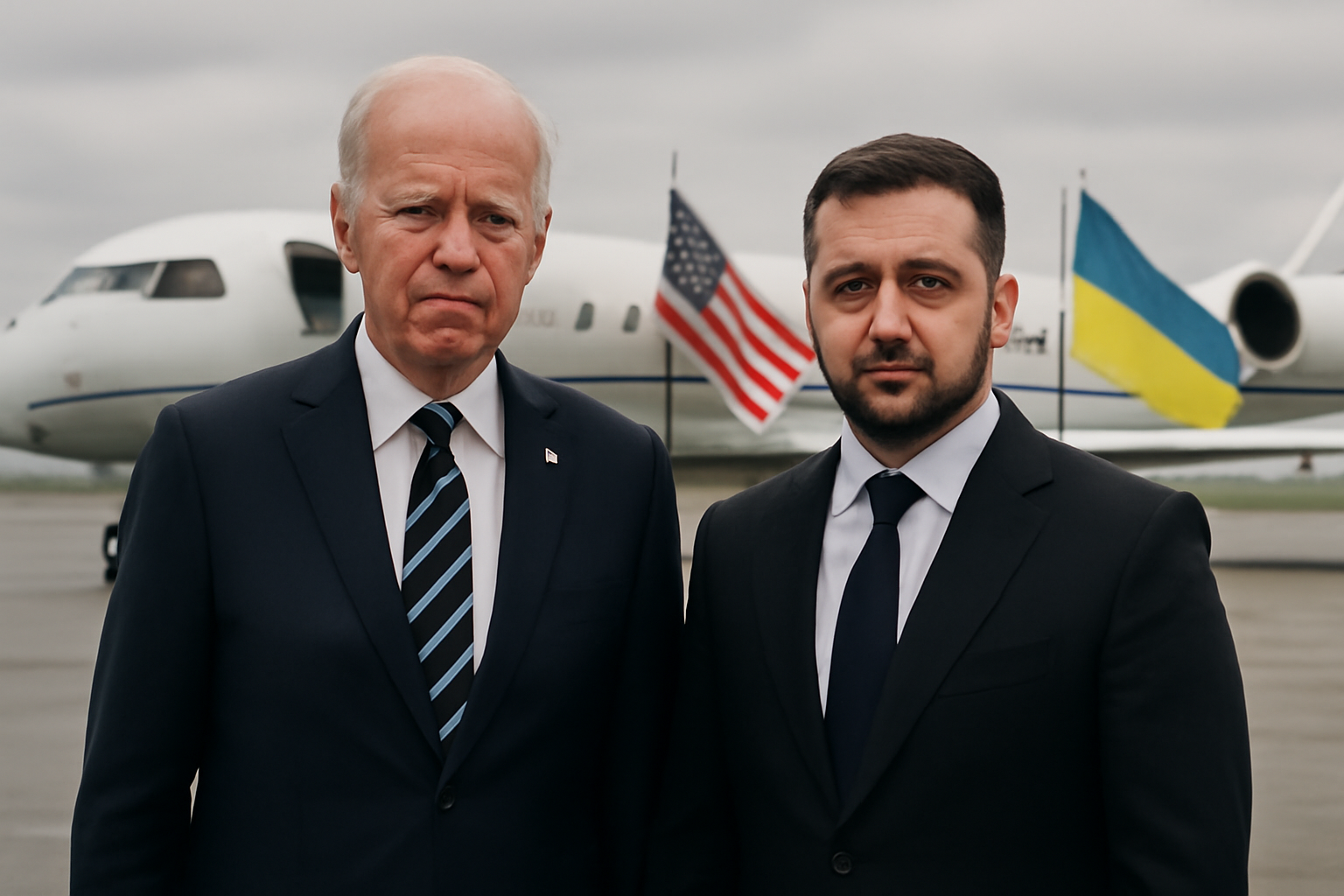 Donald Trump and Benjamin Netanyahu standing together at an airport tarmac event