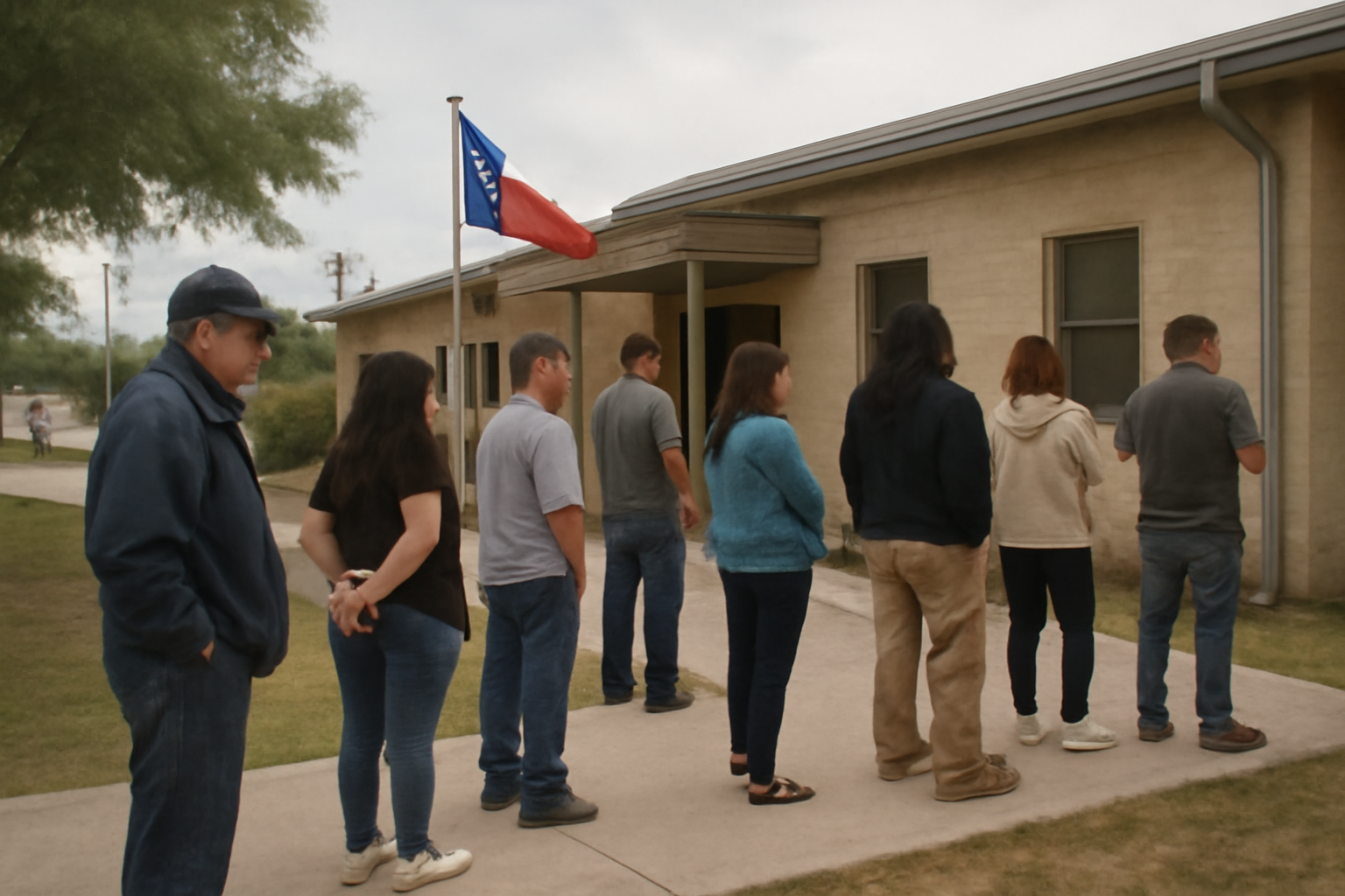 Voters lined up outside a polling site in the Rio Grande Valley of South Texas