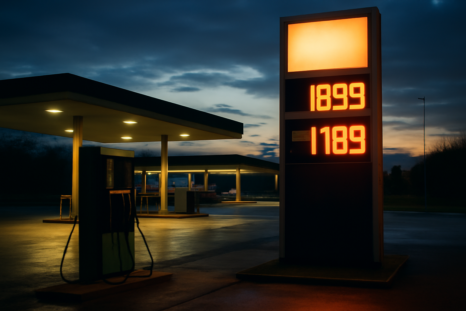 A fuel station price board showing diesel above 199 pence per litre in the UK