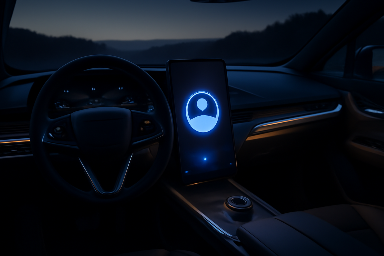 Dashboard screen inside a 2027 Cadillac Lyriq EV showing the OnStar AI assistant interface
