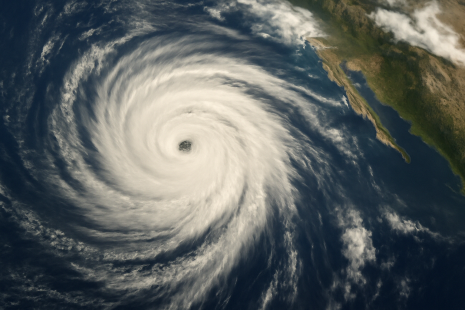 Satellite view of a large hurricane spinning off Mexico's Pacific coastline