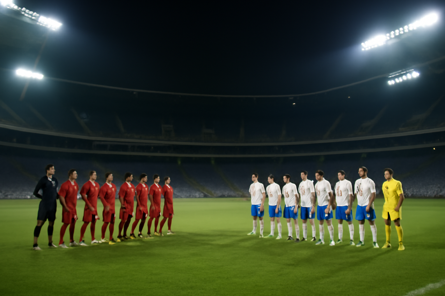 Egypt national team players standing on the pitch after a match against Spain