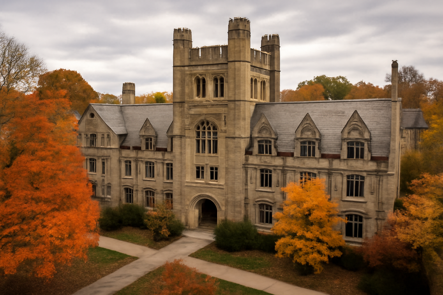 Stone academic building on Cornell University's Ithaca campus under a clear sky