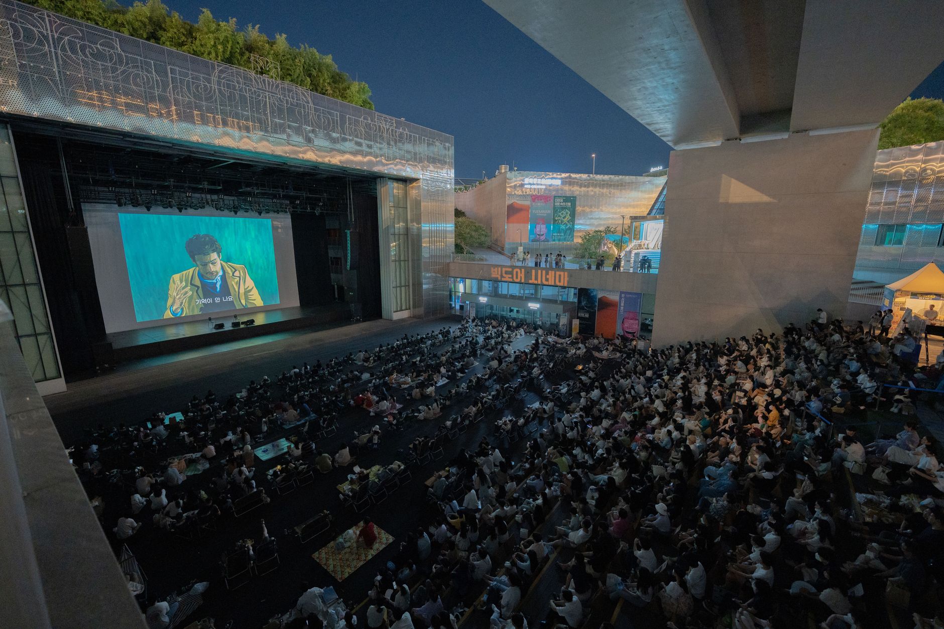 A darkened cinema marquee in Beijing with its screening schedule removed