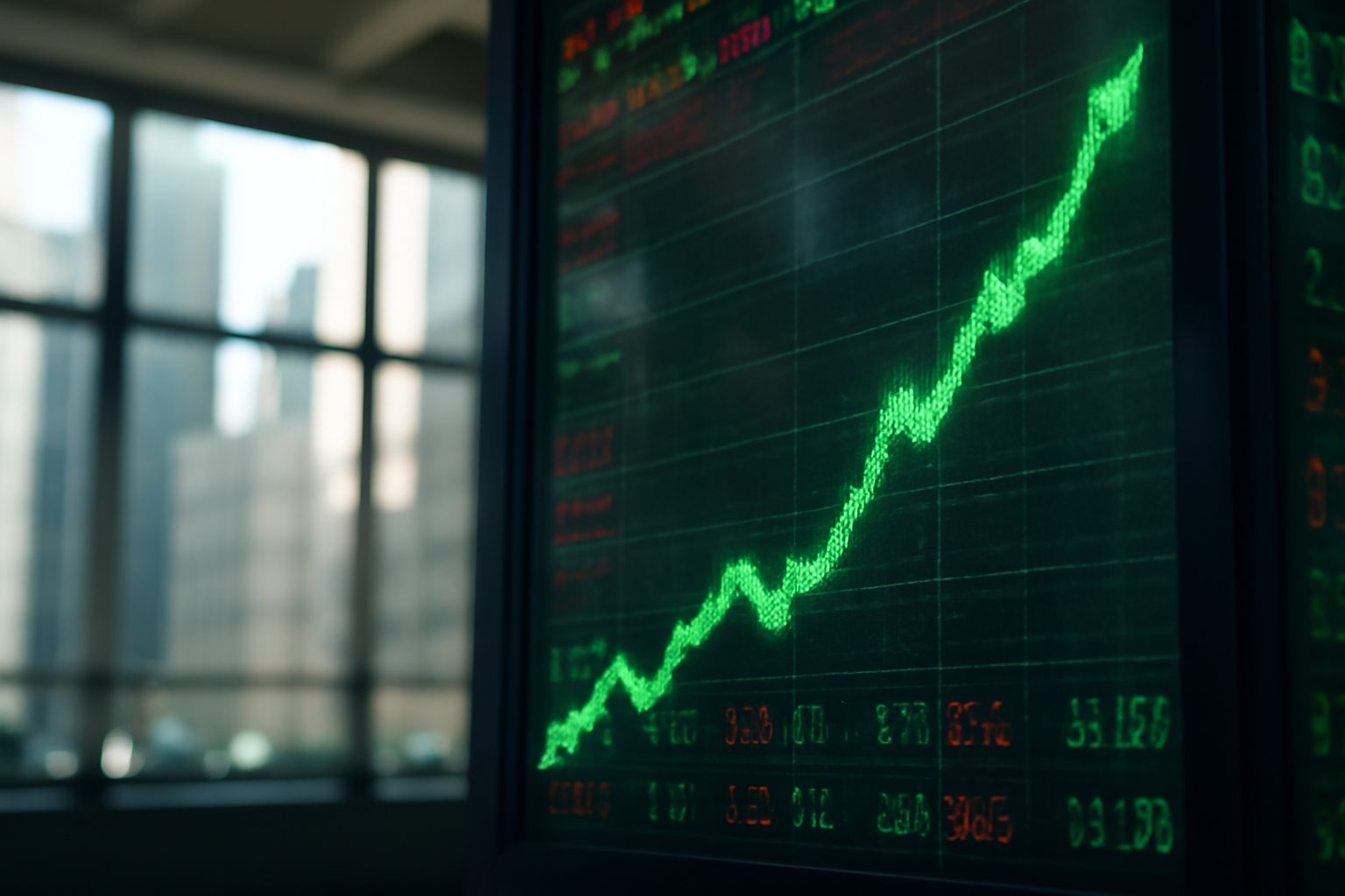 Stock ticker display showing a sharp upward price spike for an industrial company