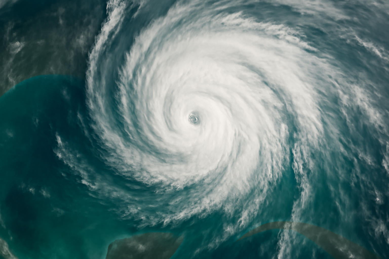Satellite-style view of a swirling tropical storm system over the Gulf of Mexico