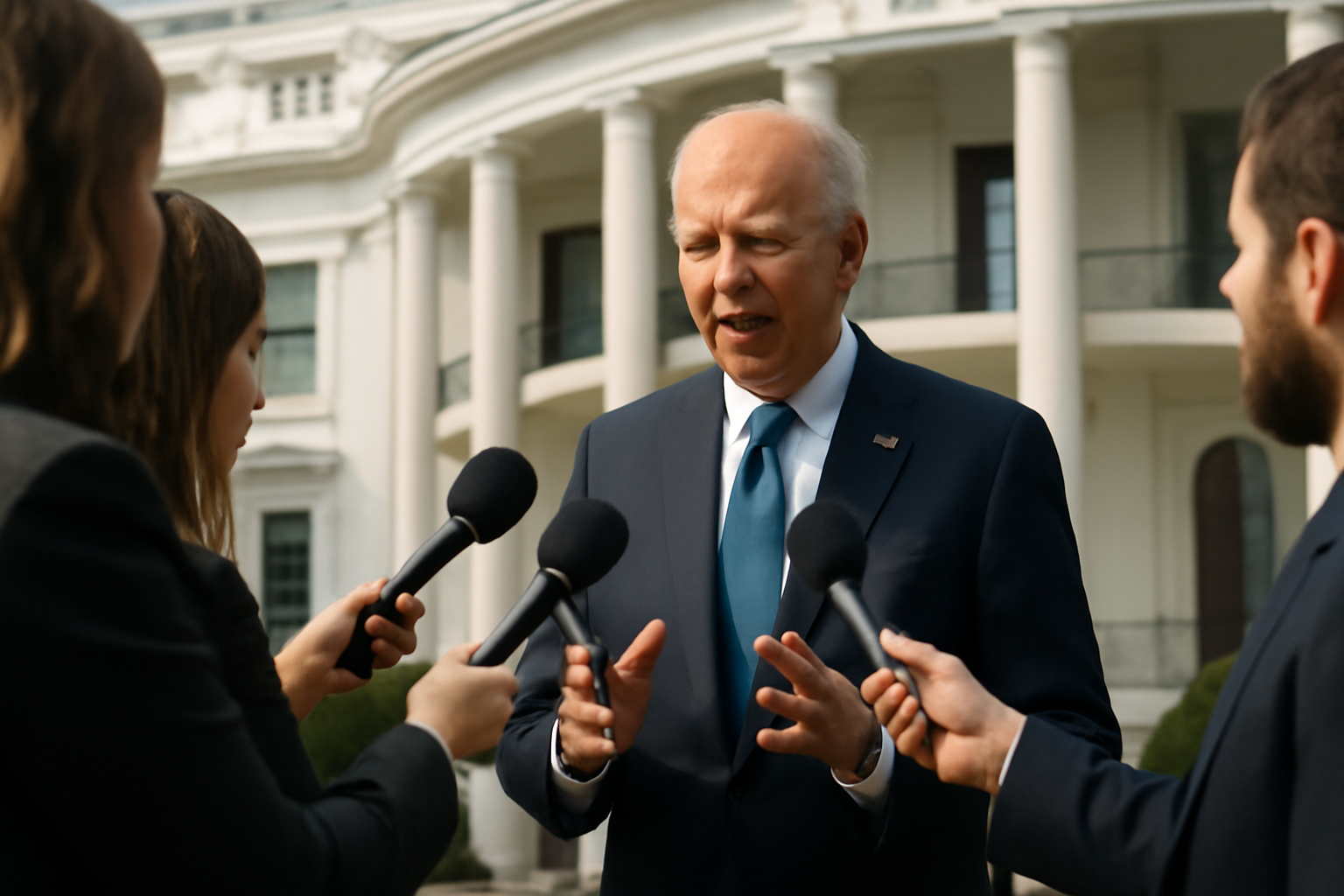 President Trump speaking to reporters outside the White House