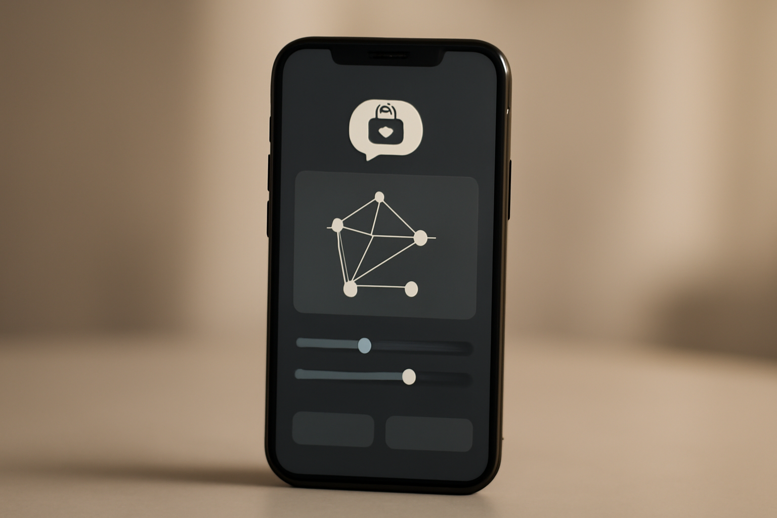 Smartphone screen showing an AI chatbot generating an interactive diagram with clickable buttons