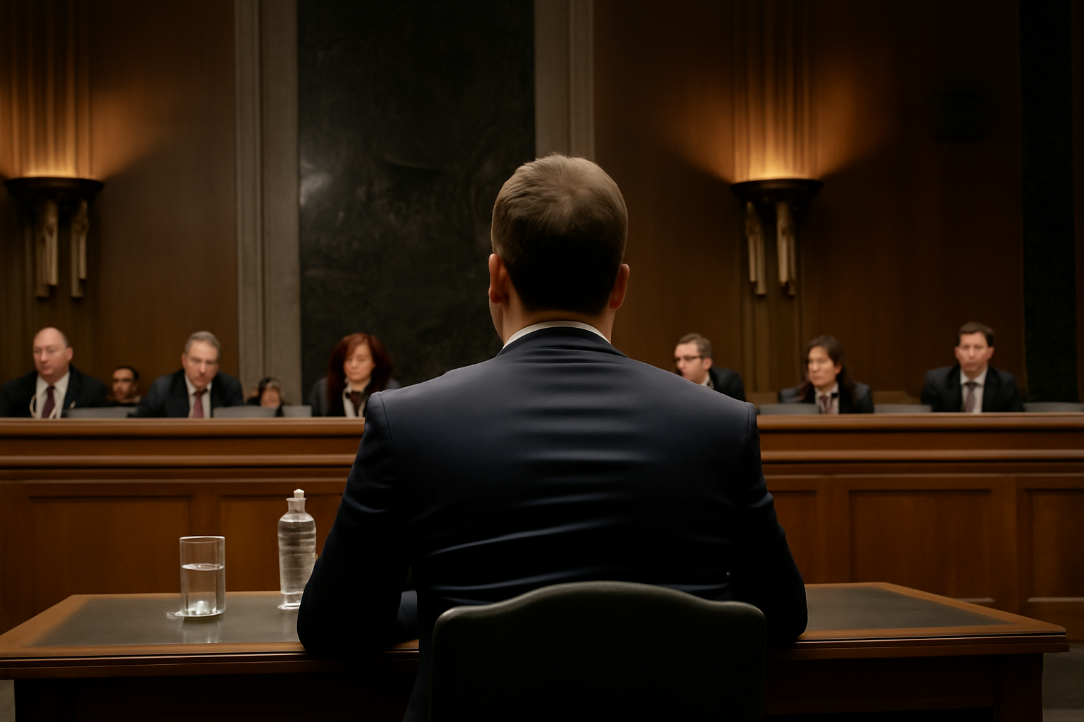 Former special counsel Jack Smith testifying at a witness table before the Senate Judiciary Committee