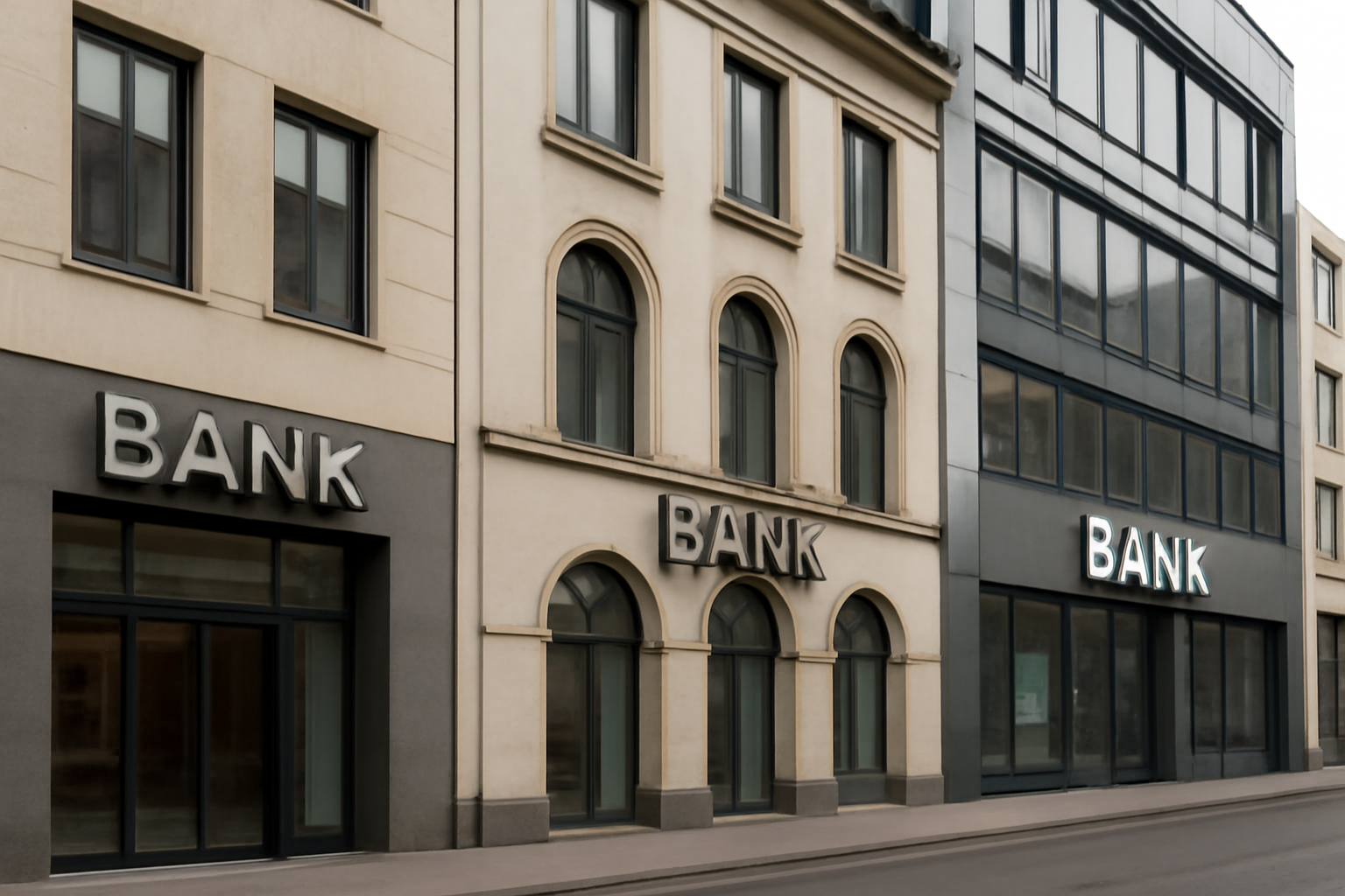 UniCredit and Commerzbank bank signage displayed near a German city financial district street