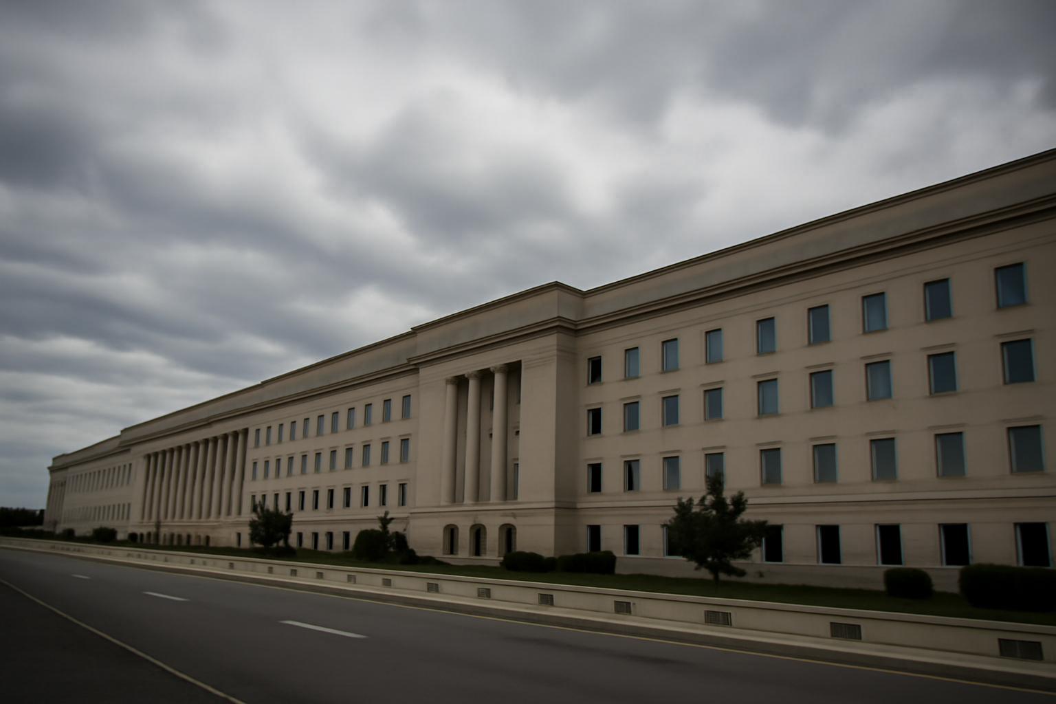 Pentagon building exterior with overcast sky