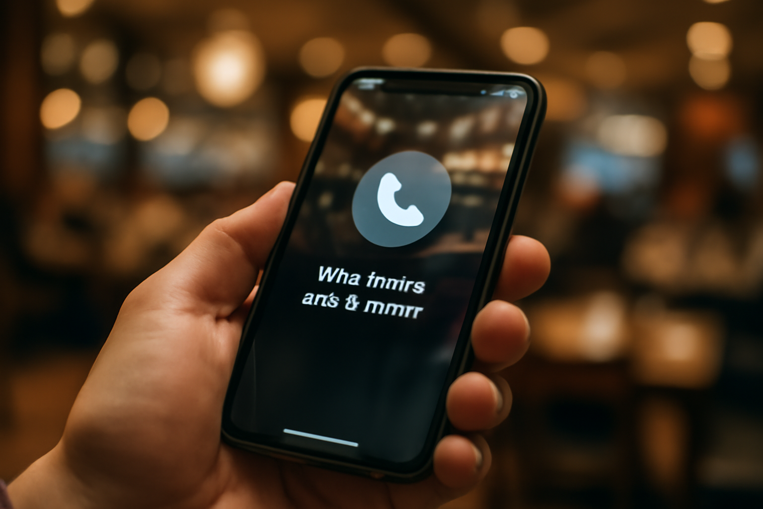 Smartphone screen showing a restaurant listing with an AI call-to-check-wait-times button