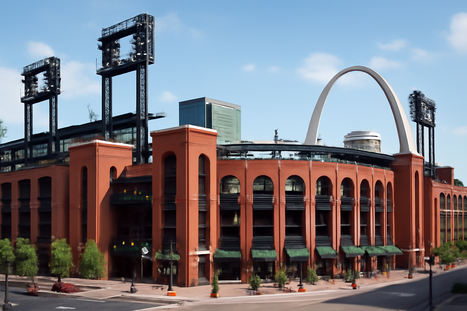 Exterior view of Busch Stadium in St. Louis, Missouri