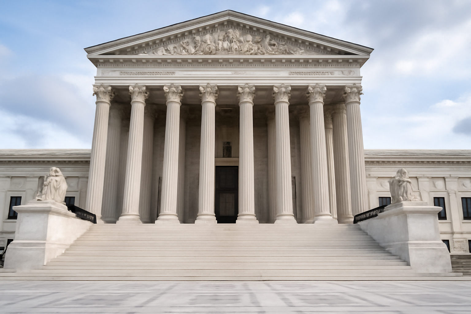 Exterior of the United States Supreme Court building under a clear sky