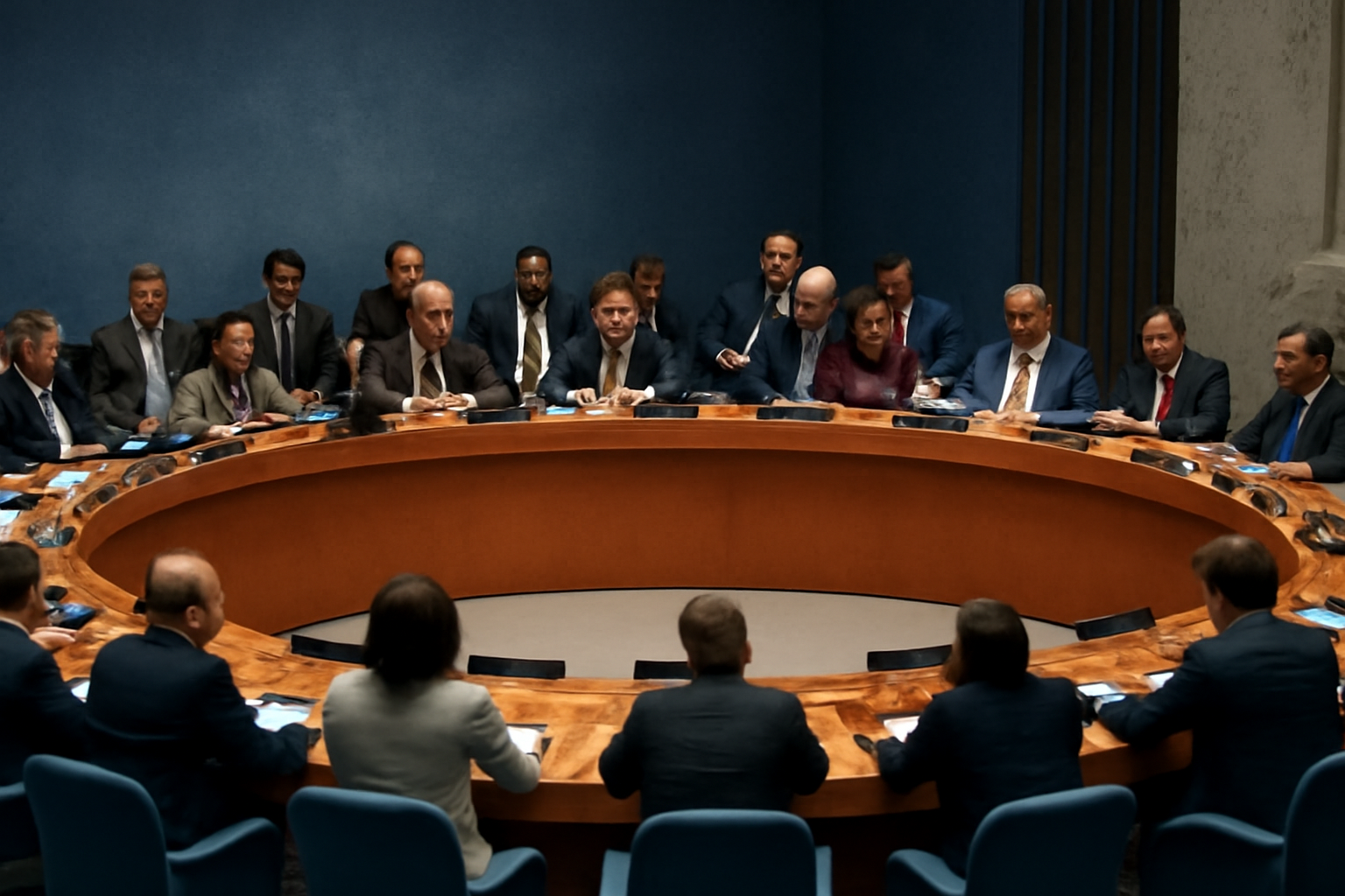 UN Security Council chamber during a session on the Yemen conflict
