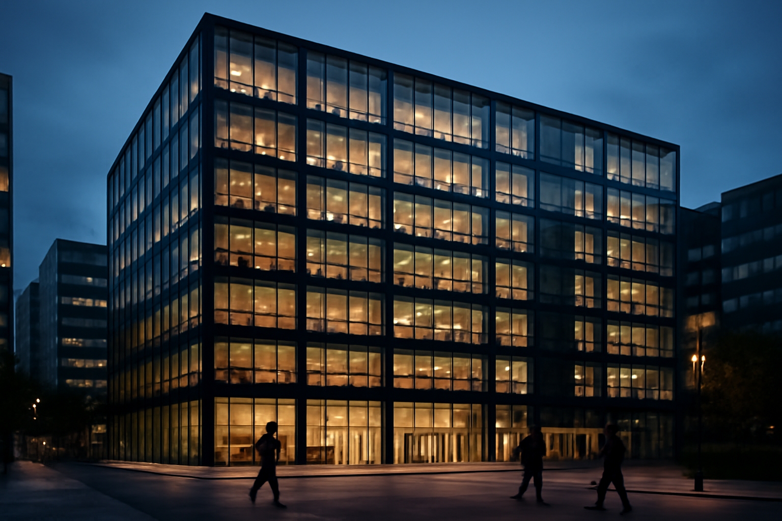 Exterior view of a corporate office tower representing a technology and industrial software company
