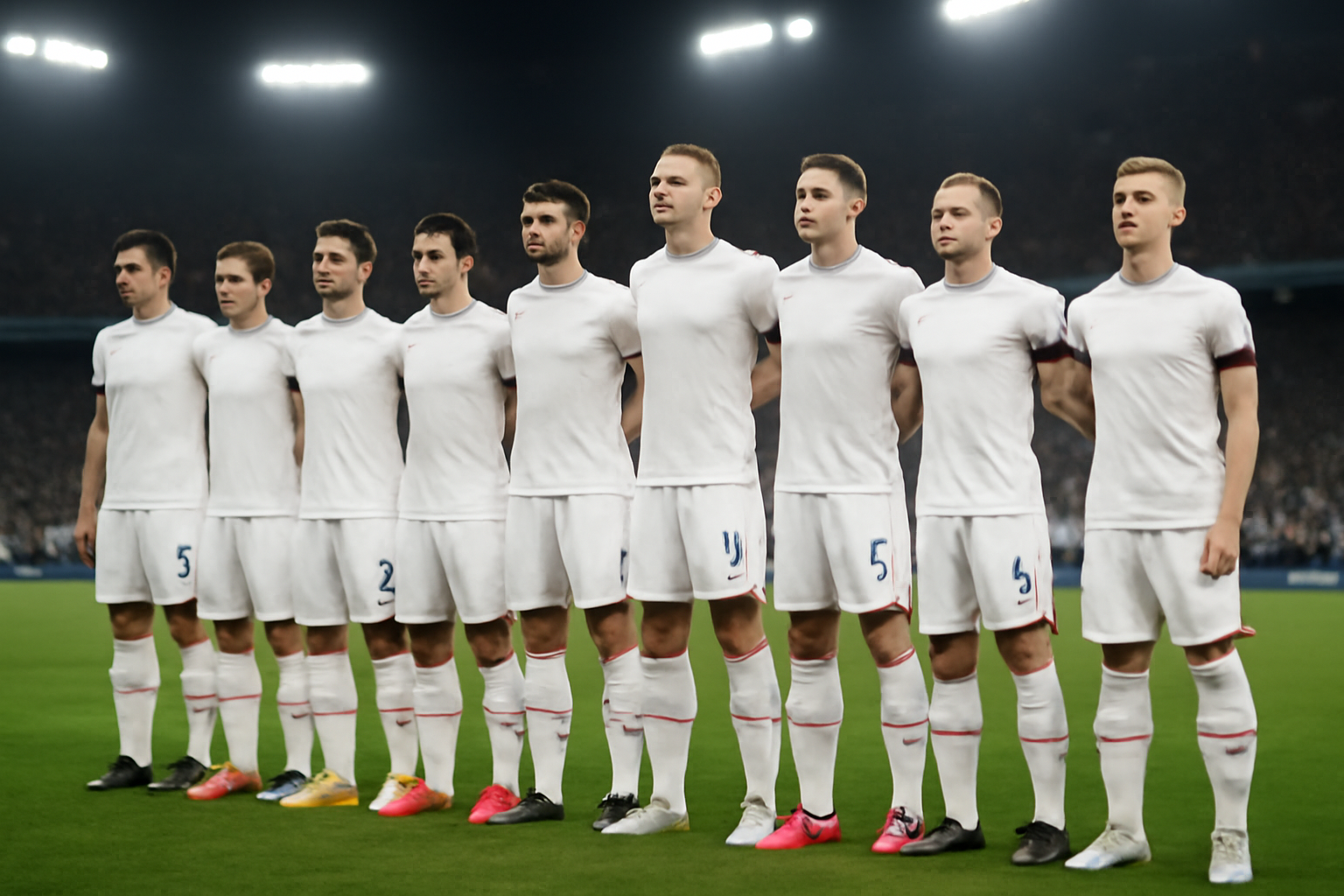 Republic of Ireland players standing in a line before a Nations League match wearing black armbands