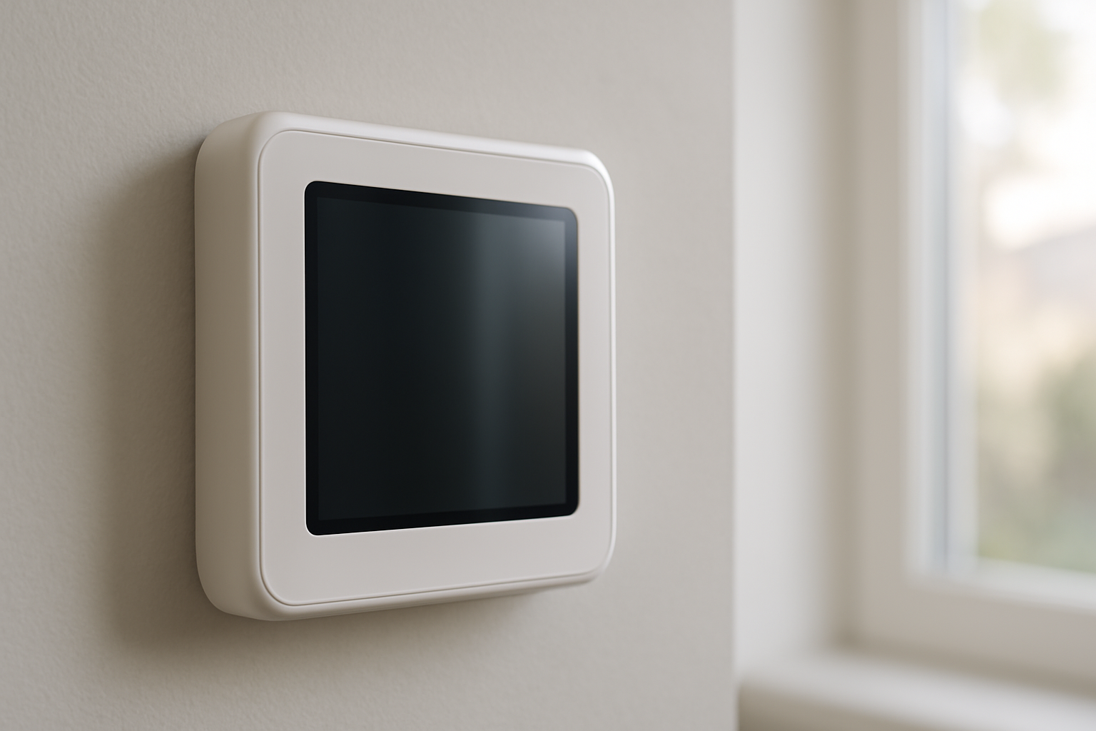 Refurbished Ecobee smart thermostat with touchscreen mounted on a home wall