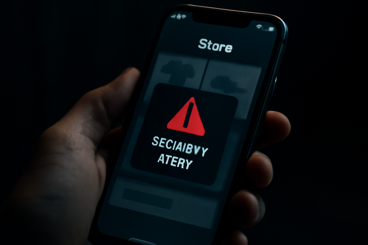 Smartphone displaying an Asos app security alert notification against a dark background