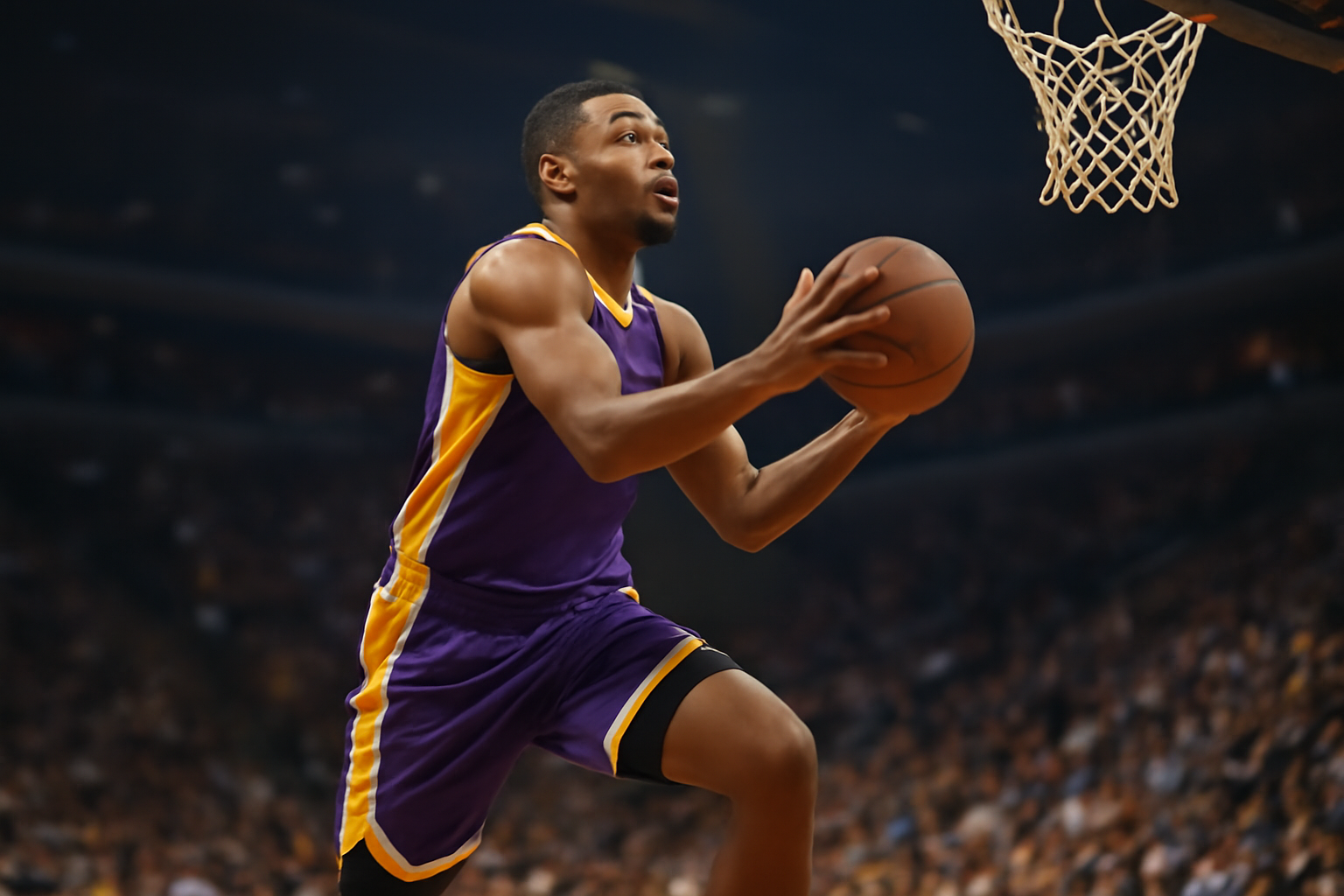Luka Doncic driving to the basket in a Lakers preseason game against the Sacramento Kings