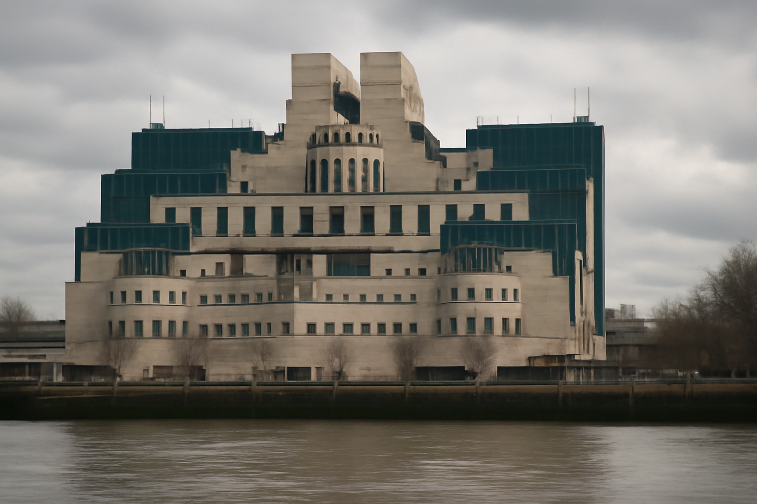 Exterior of the MI5 headquarters building in London along the Thames