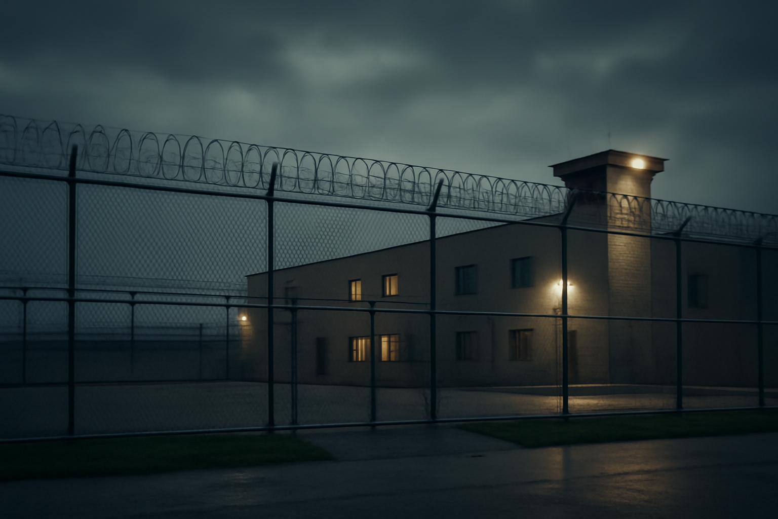 Exterior of a Tennessee state prison facility under overcast sky