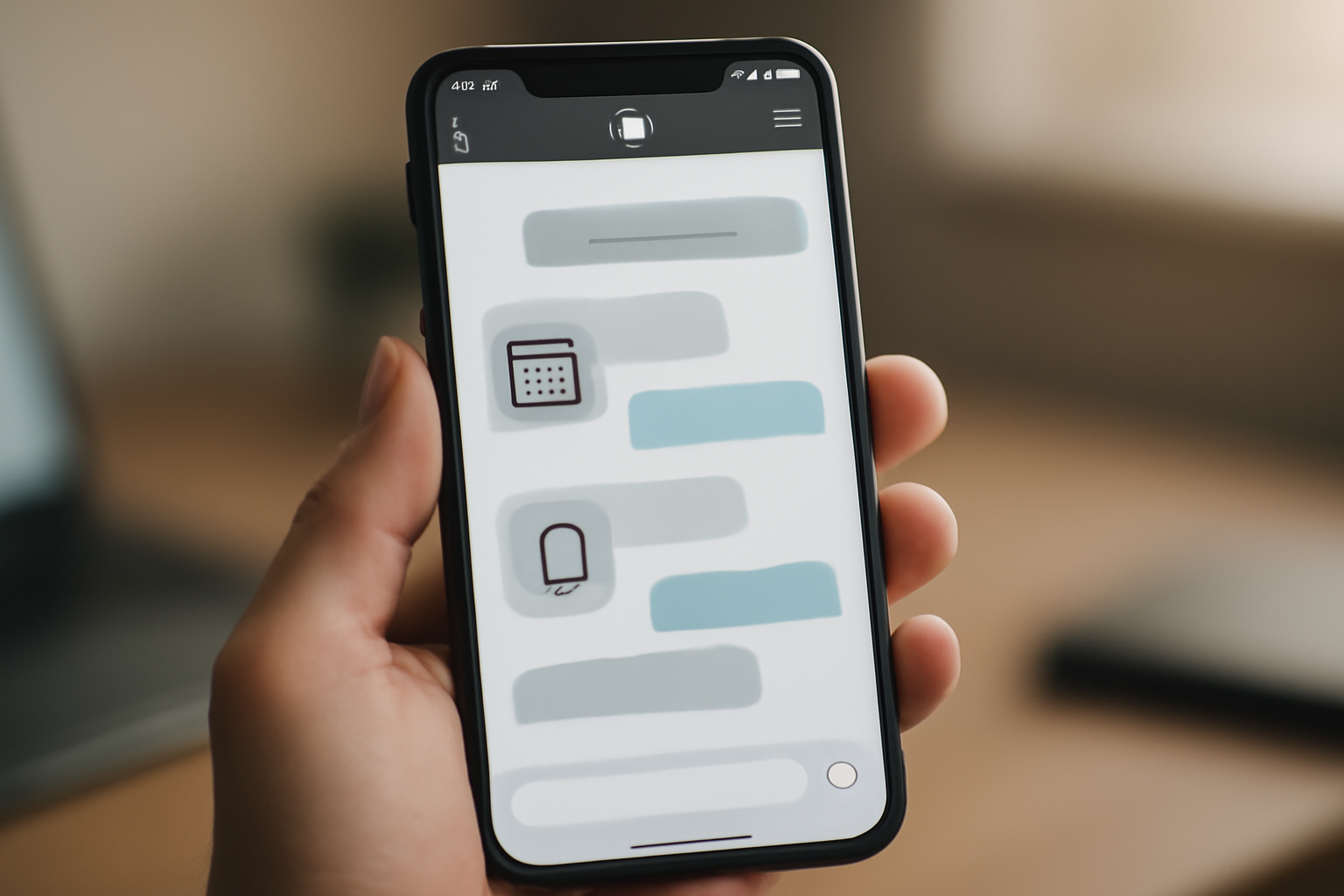 Smartphone screen showing a text message conversation with an AI assistant managing a calendar reminder