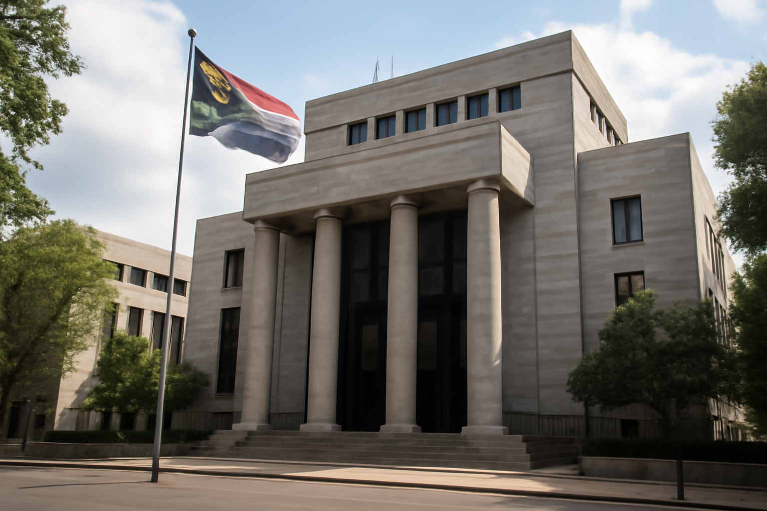 Exterior of the South African Reserve Bank building in Pretoria under daylight