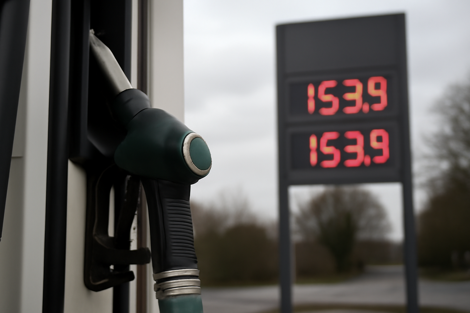A fuel pump display showing diesel prices at a UK petrol station