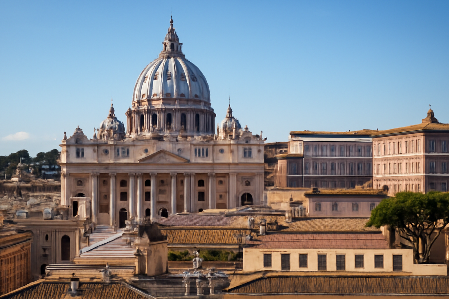 Exterior of St. Peter's Basilica in Vatican City under daytime sky