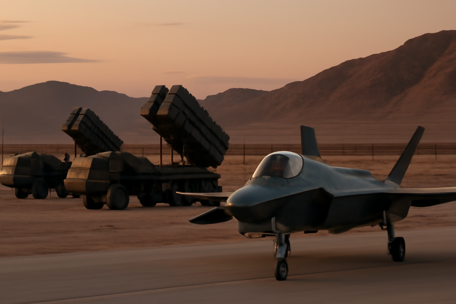 Saudi Arabian military jets and air defense equipment near the Yemen border region