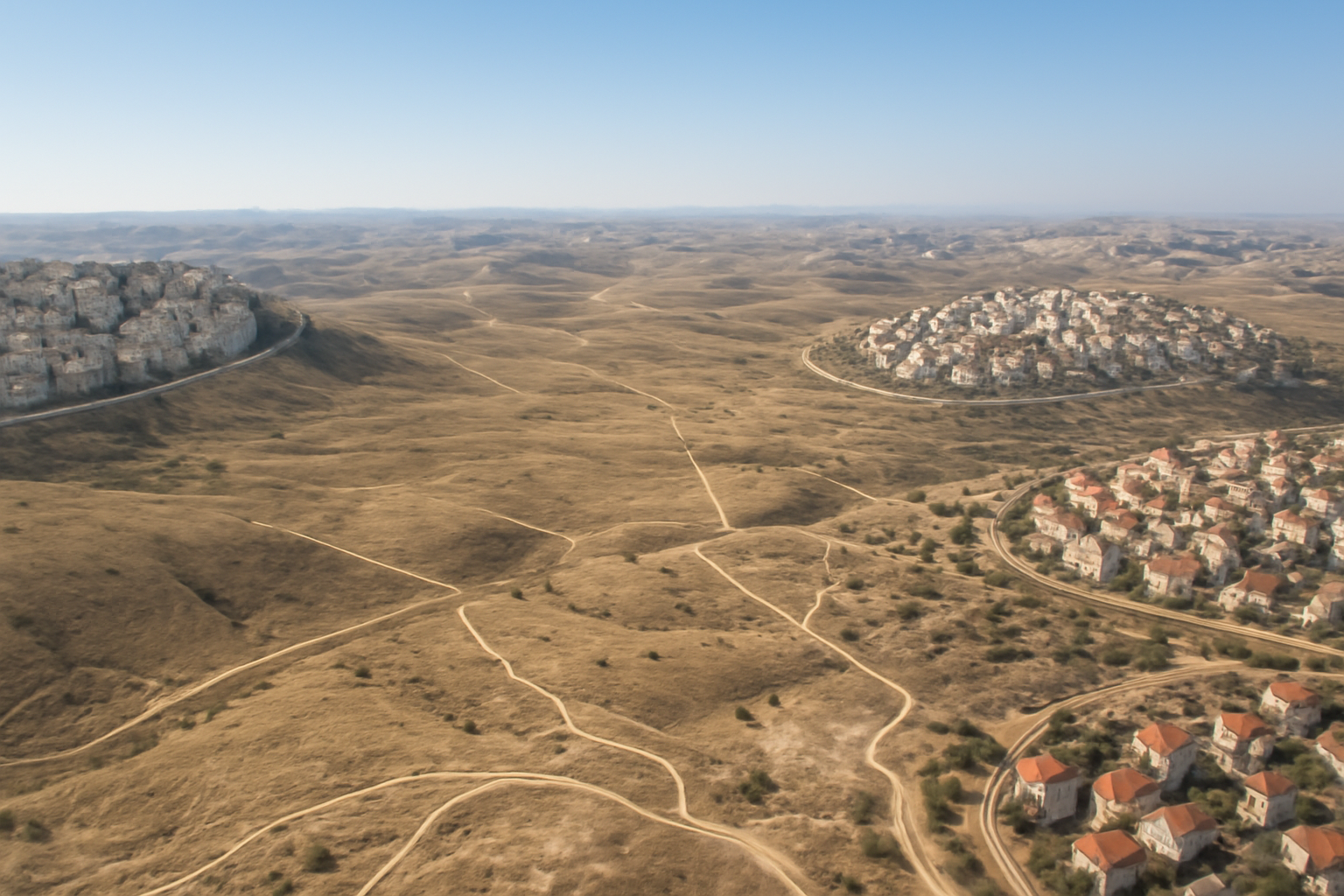 Aerial view of the E1 area in the West Bank