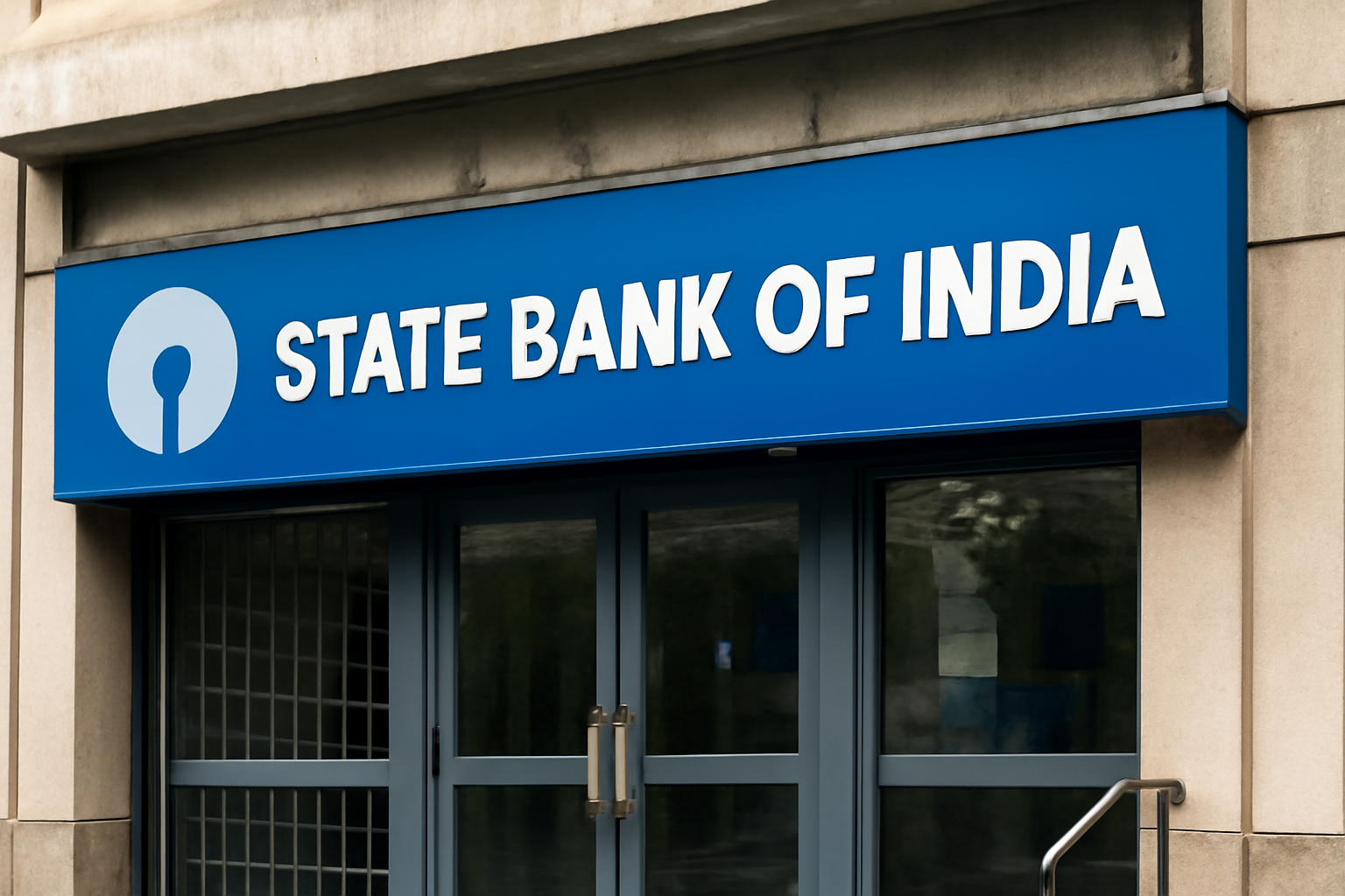 Exterior signage of a State Bank of India branch building