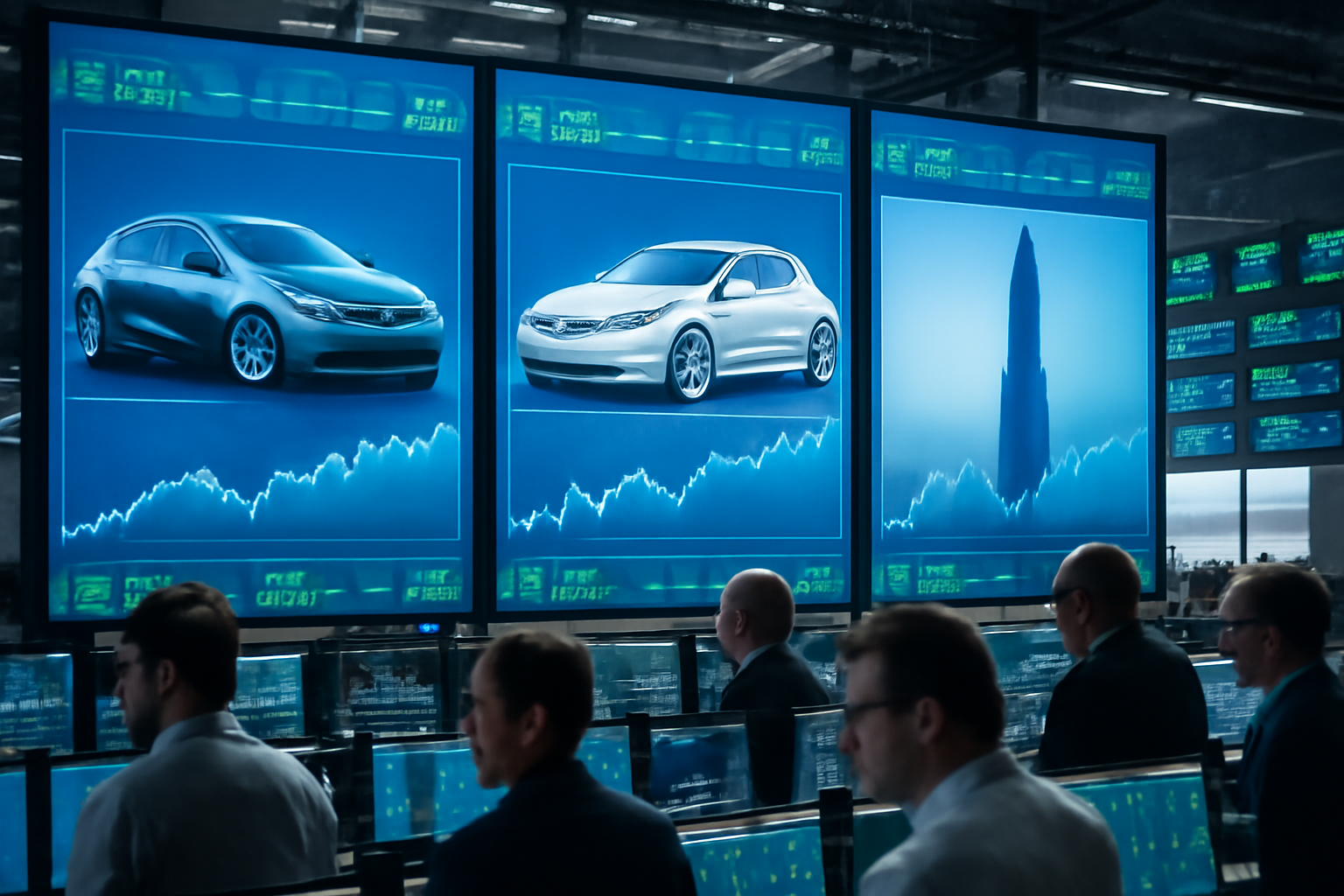 Tesla and SpaceX logos displayed side by side on a stock exchange screen
