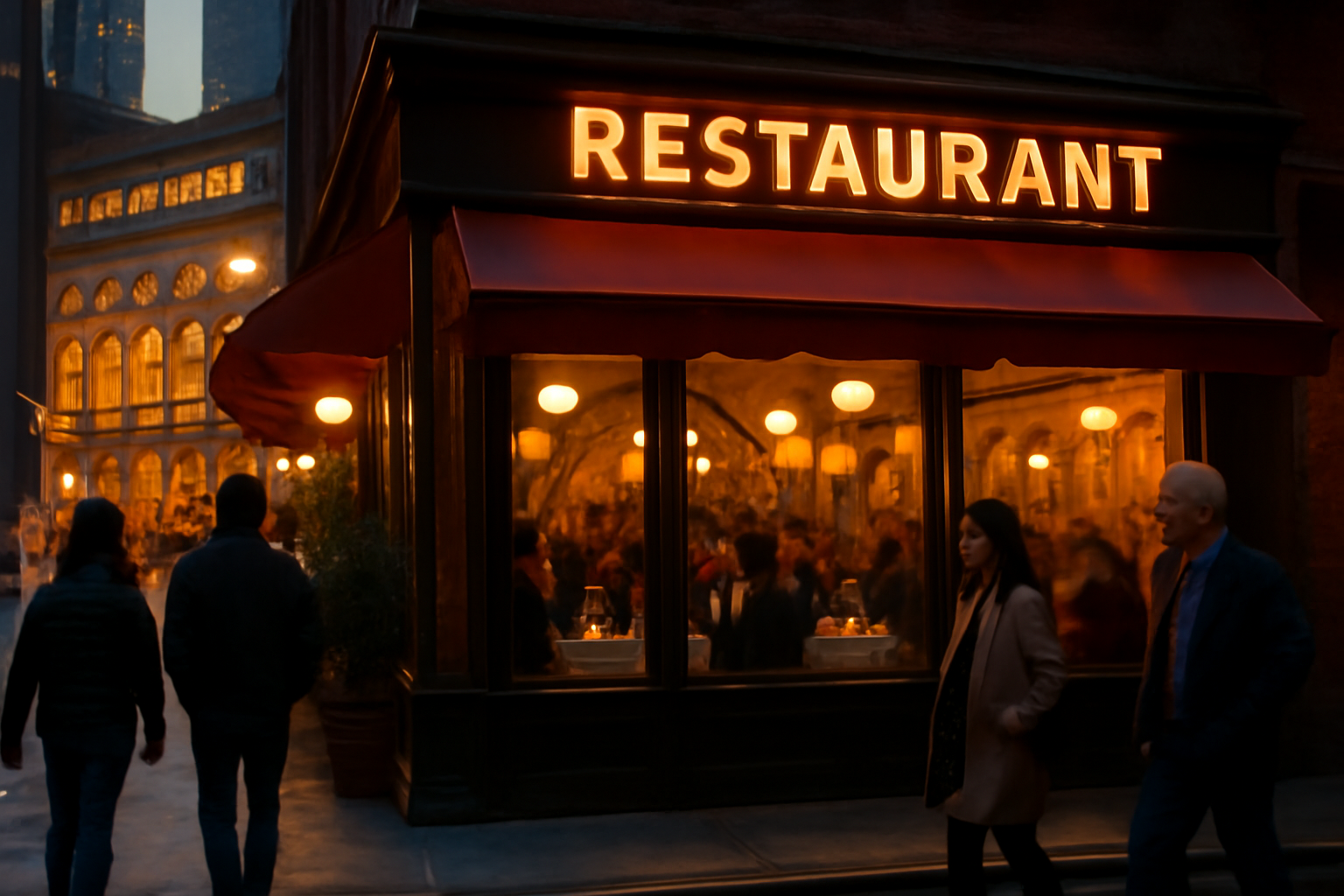 Exterior storefront of an Italian restaurant across from Carnegie Hall in Manhattan
