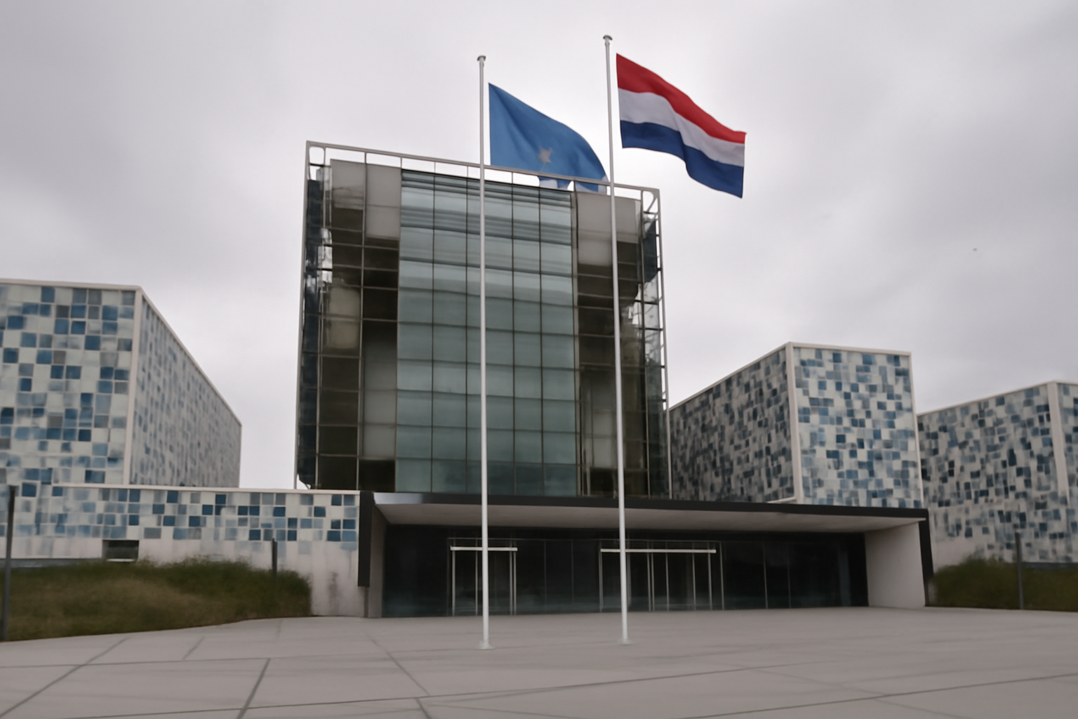 Exterior of the International Criminal Court building in The Hague, Netherlands